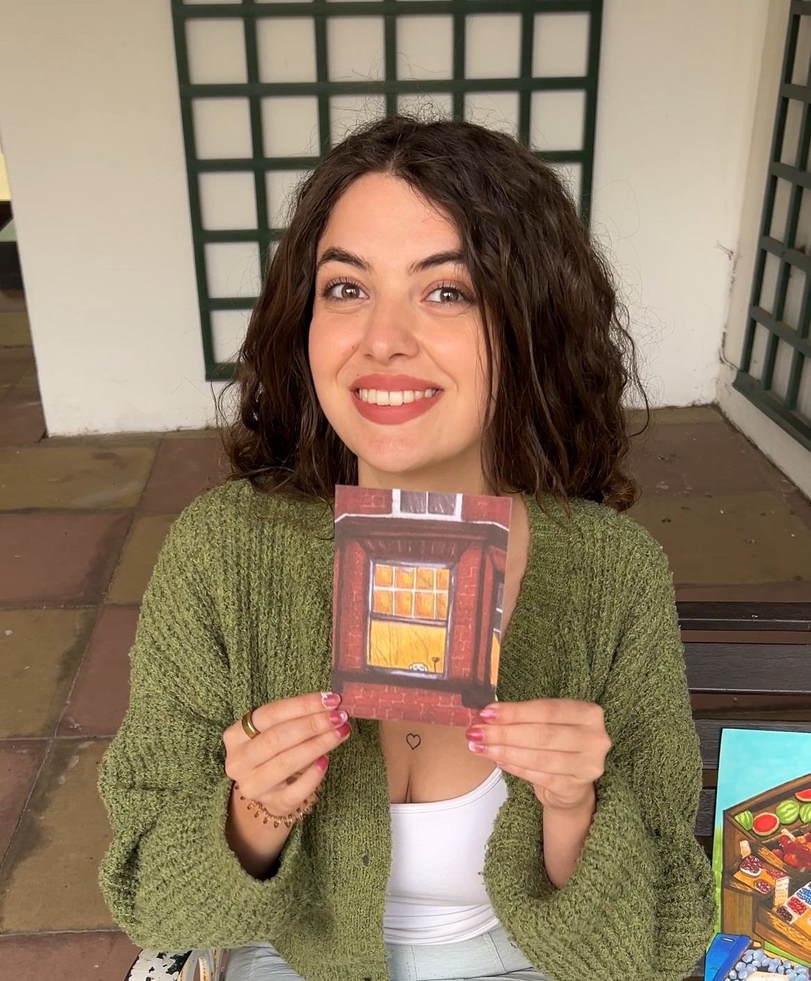 Emily holding the window print