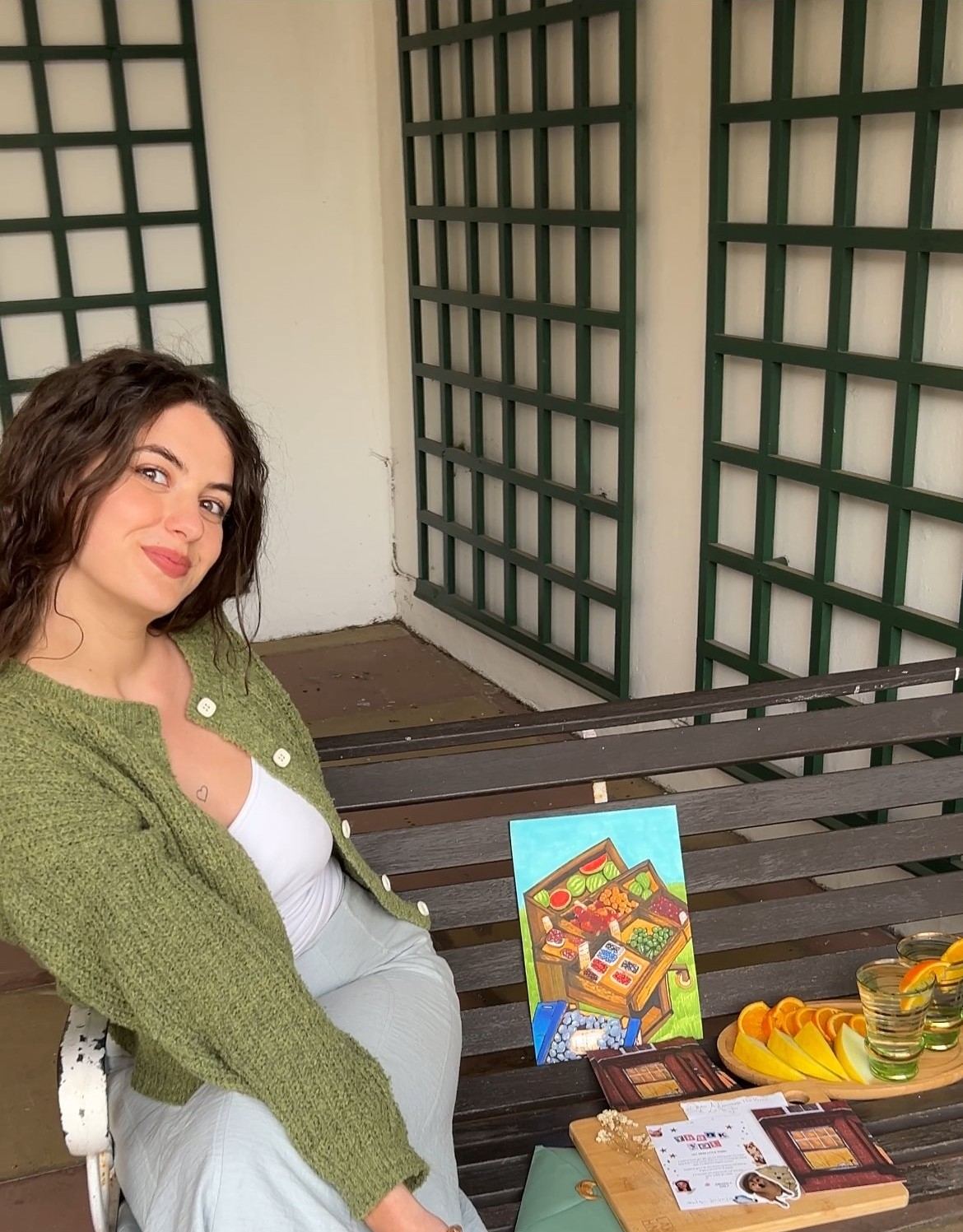 Emily with her work