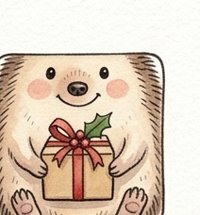 A hedgehog holding a gift
