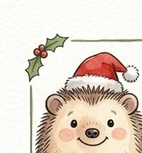 A hedgehog in a santa hat