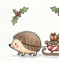 A hedgehog pulling a sleigh