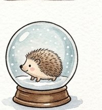A hedgehog in a snowglobe